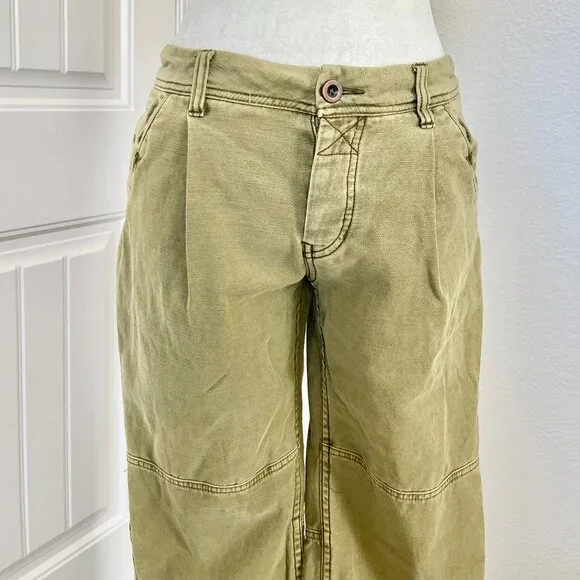 FREE PEOPLE High-Rise Button-Fly Moss Green Utility Boyfriend Pant Size 25 - Picture 8 of 16